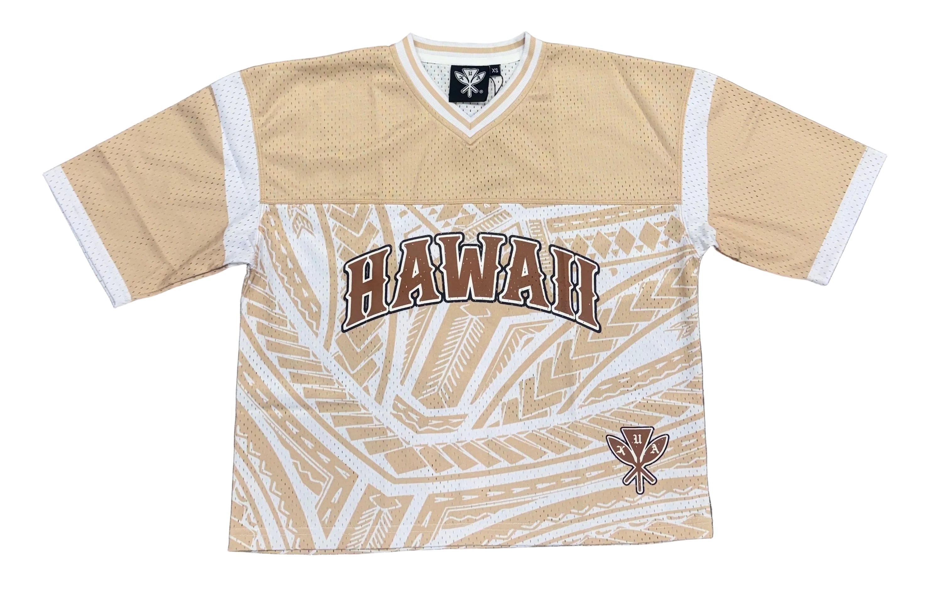 Tribal Tan Football Jersey - Tan/White