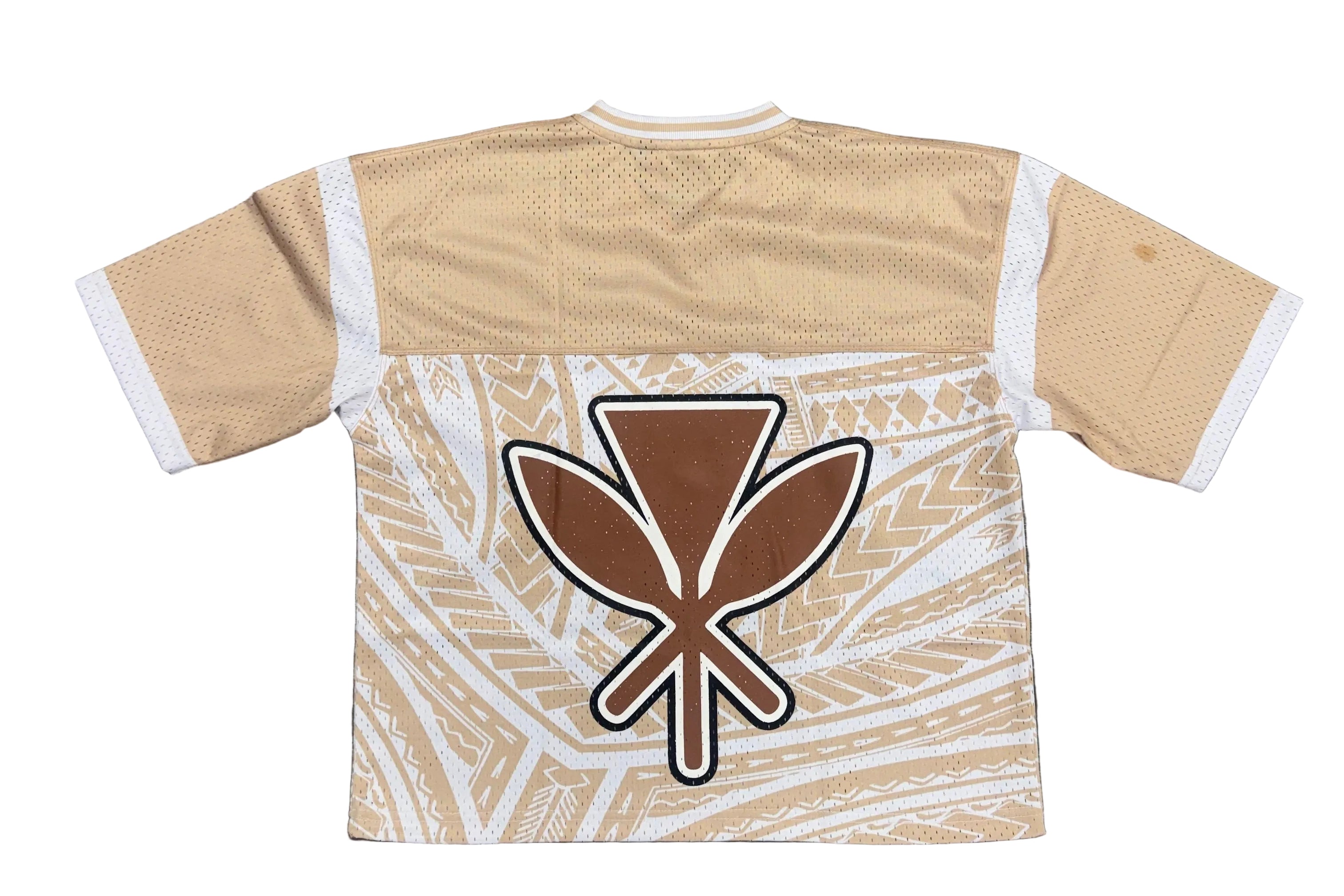 Tribal Tan Football Jersey - Tan/White