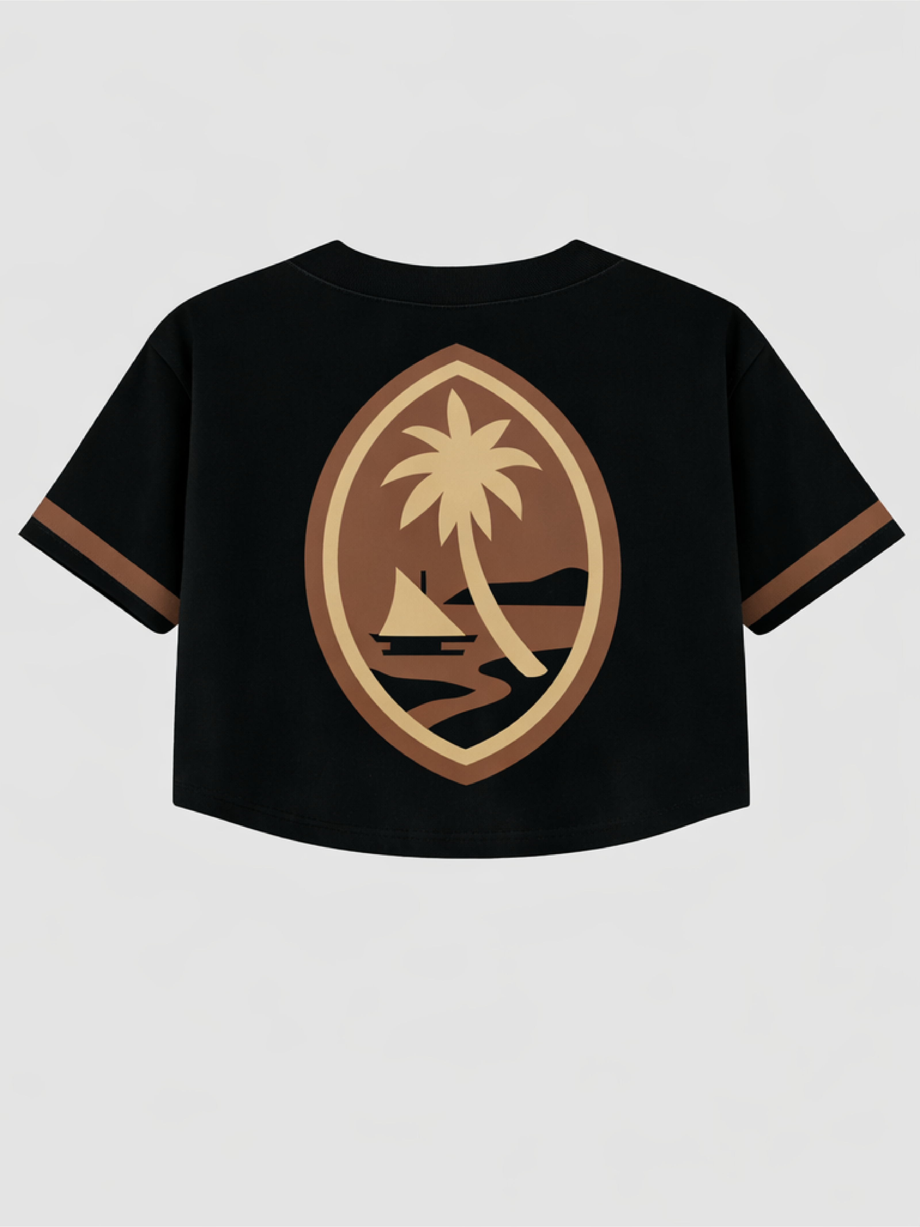 (Pre-Order) Guam OE Baseball Crop Top Jersey - Black/Brown