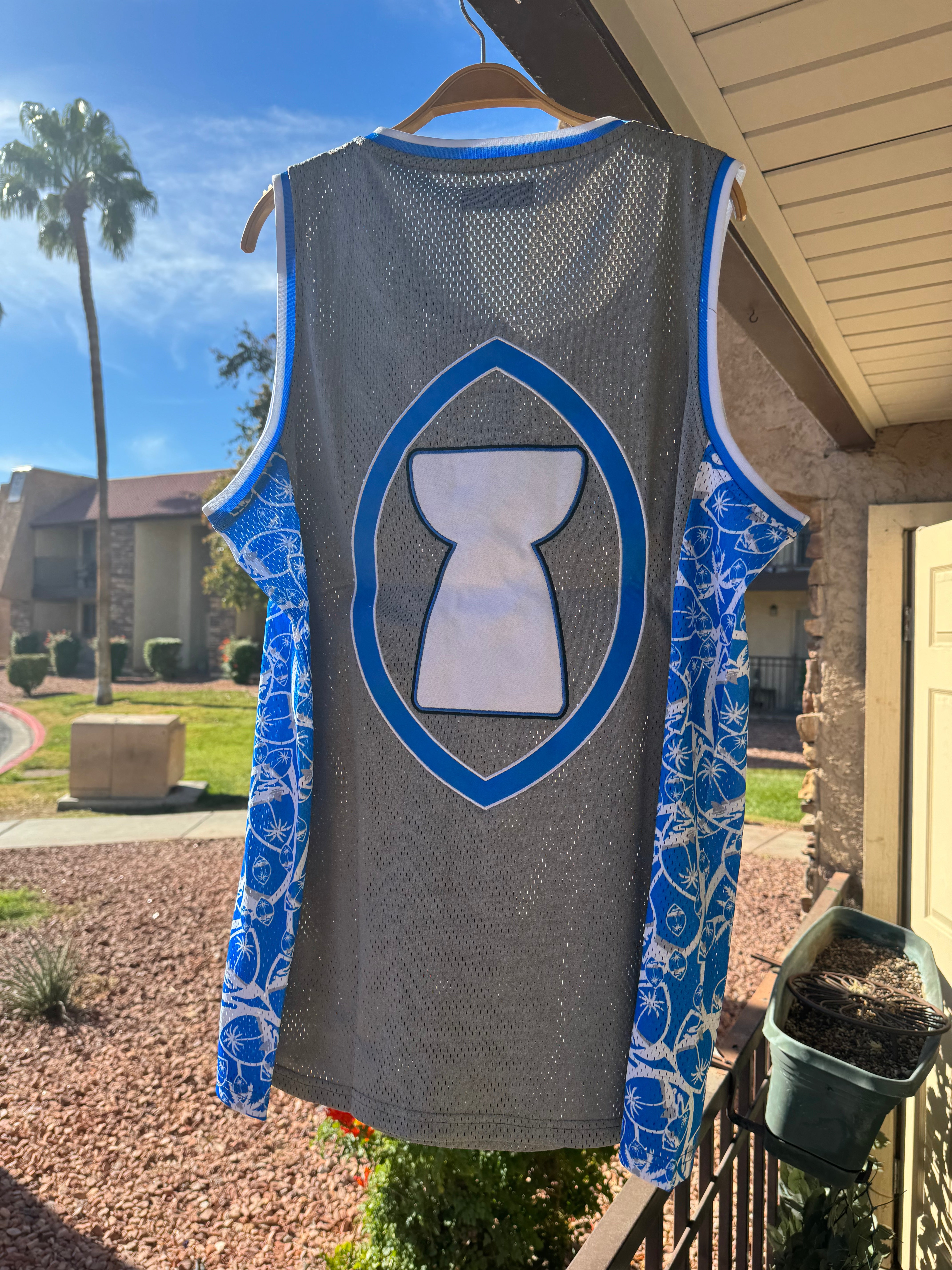 Guam Latte Stone Basketball Jersey - Grey/Blue
