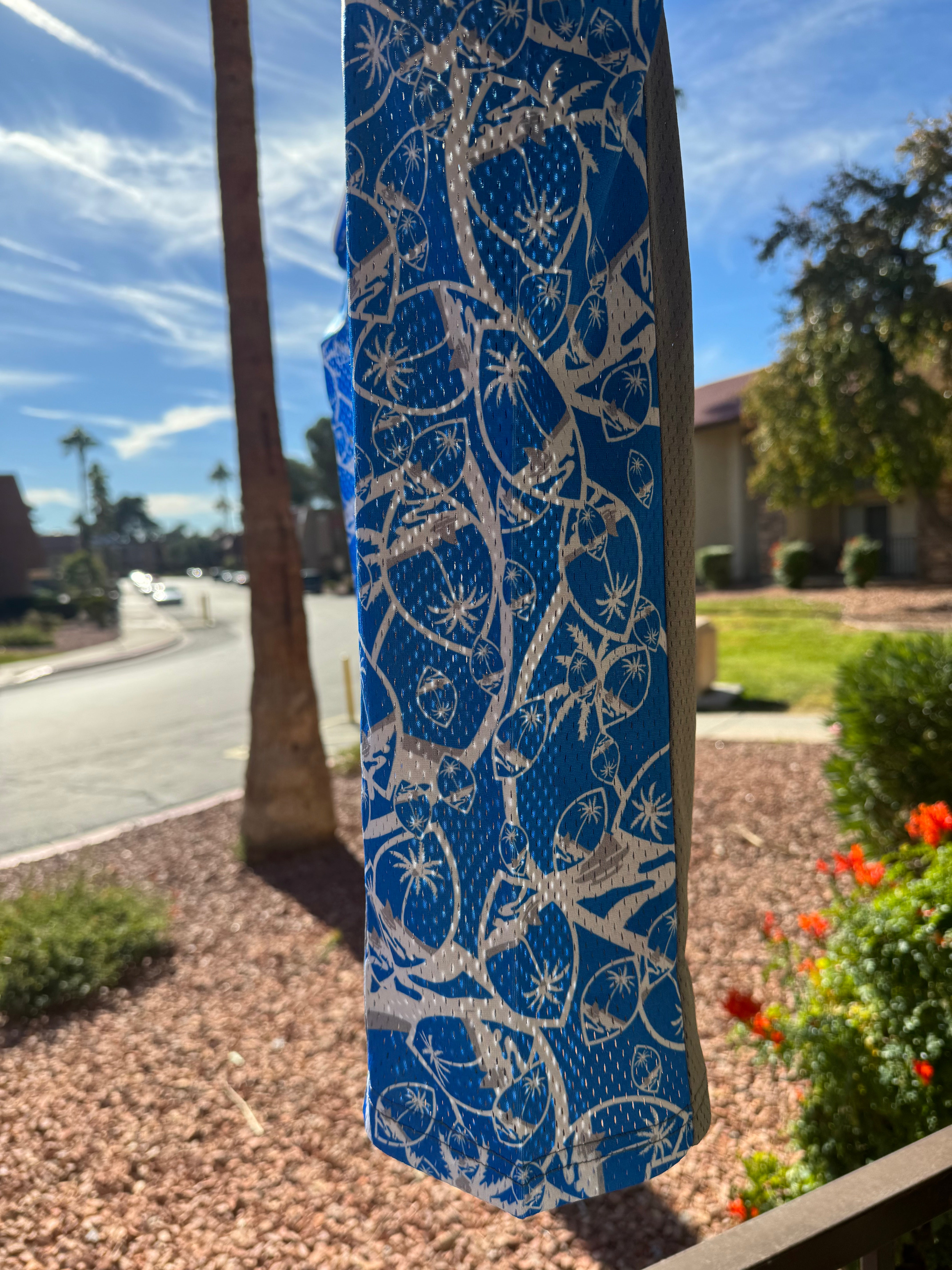 Guam Latte Stone Basketball Jersey - Grey/Blue