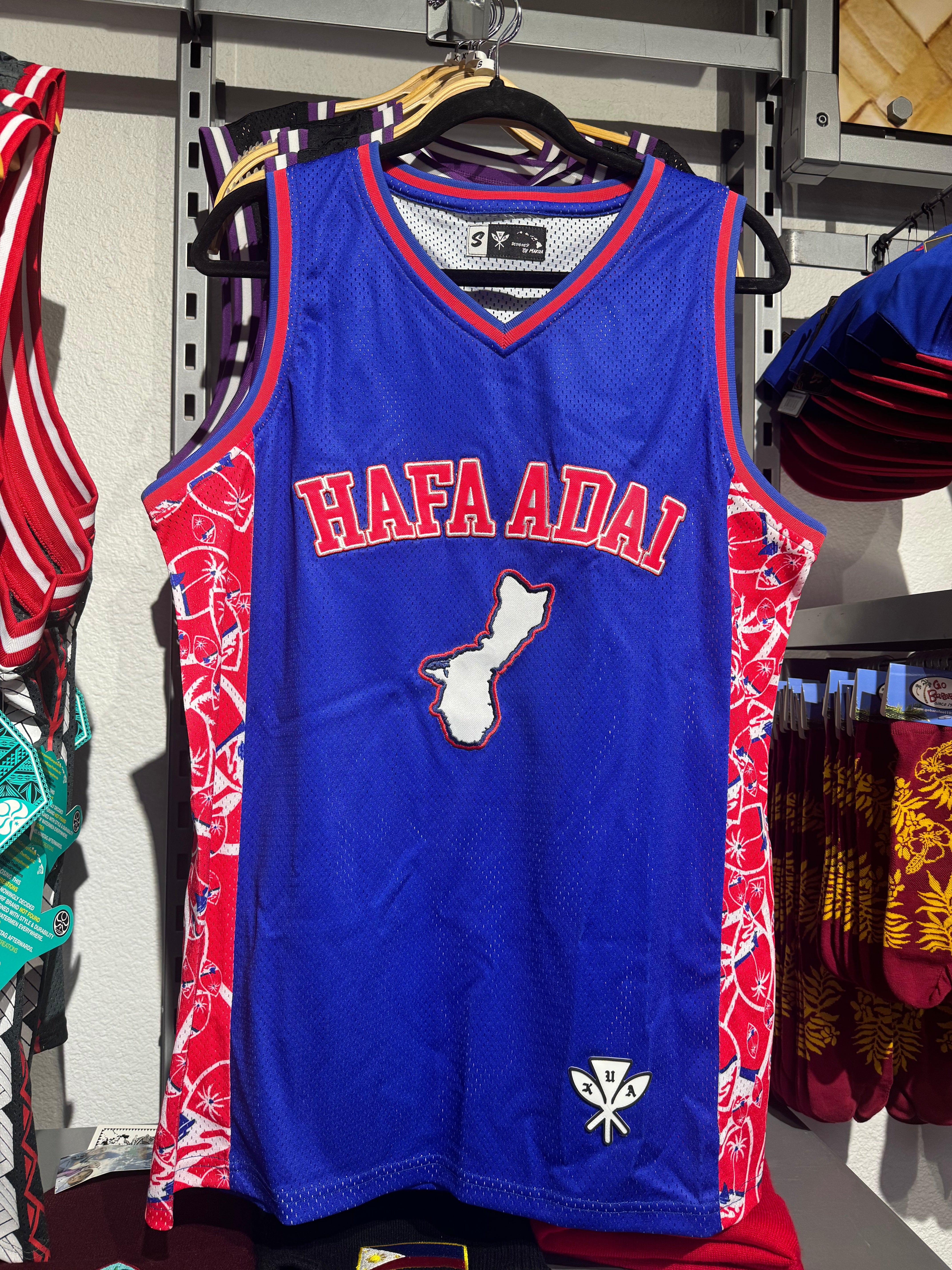 Guam Latte Stone Basketball Jersey - Blue/Red