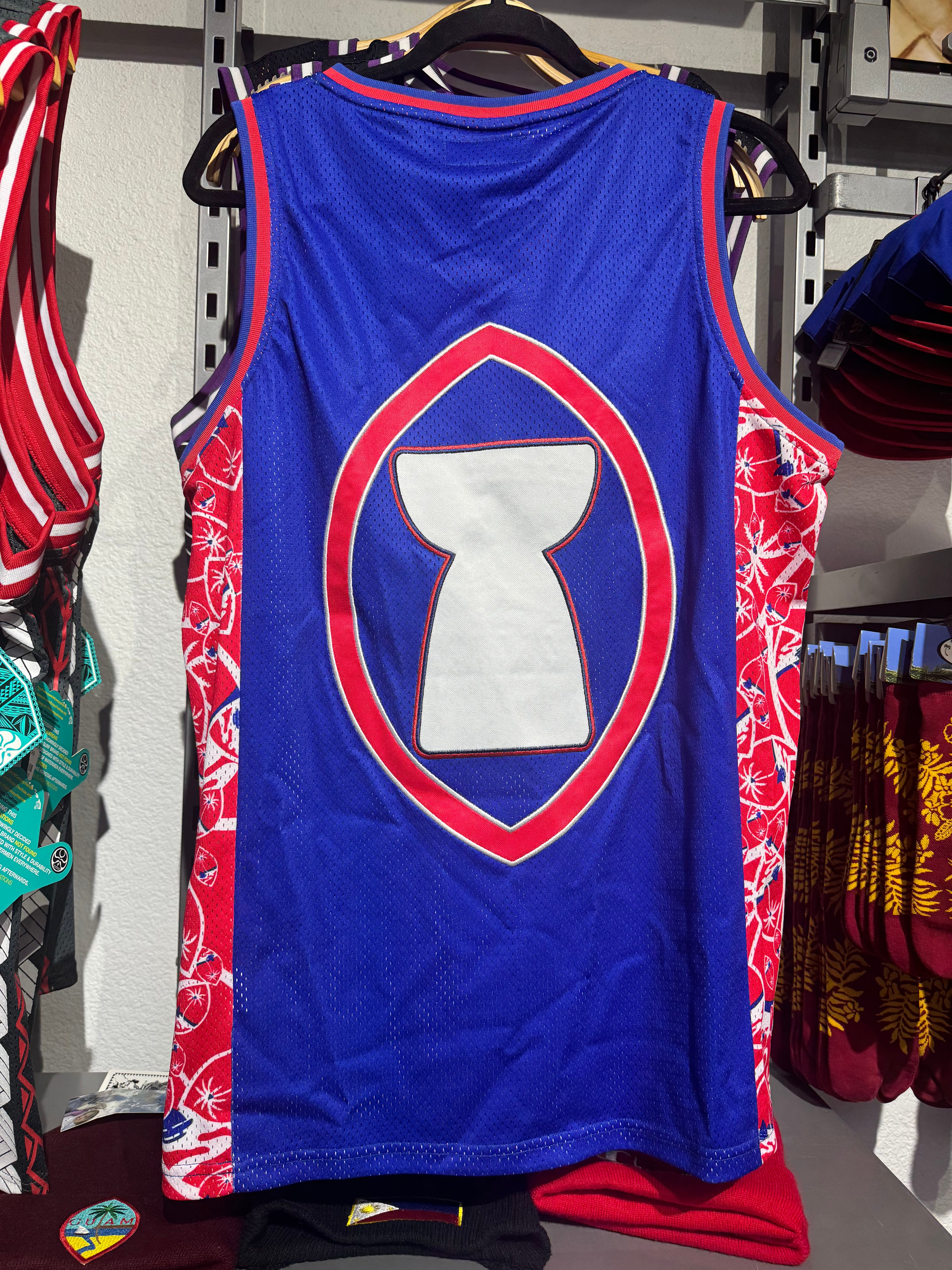Guam Latte Stone Basketball Jersey - Blue/Red