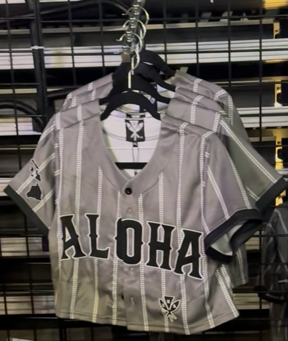 Aloha Pinstripe Baseball Crop Jersey - Grey