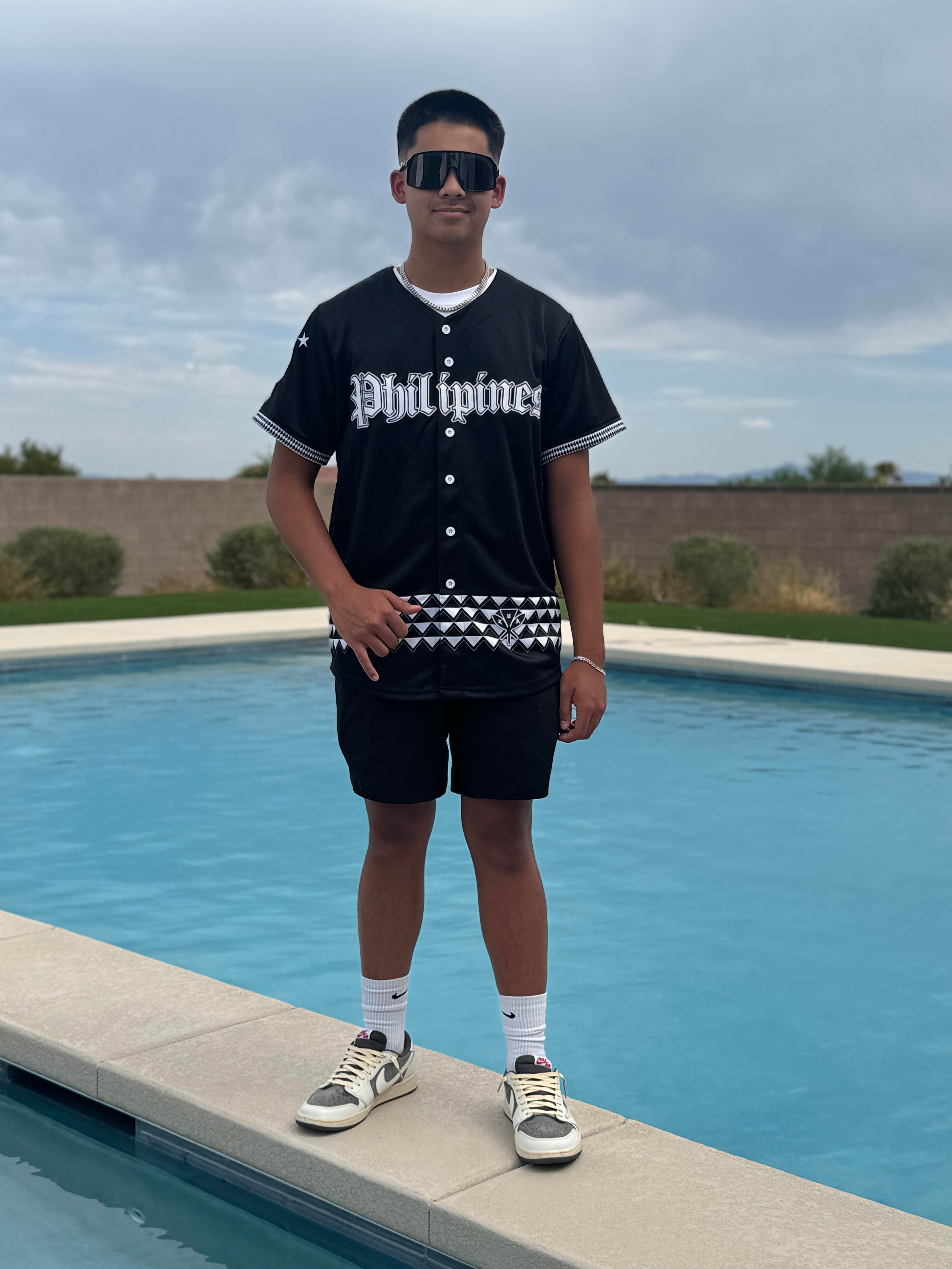 KUA BRAND - Philippines Baseball Jersey All black tribal Jersey - Baseball Jersey