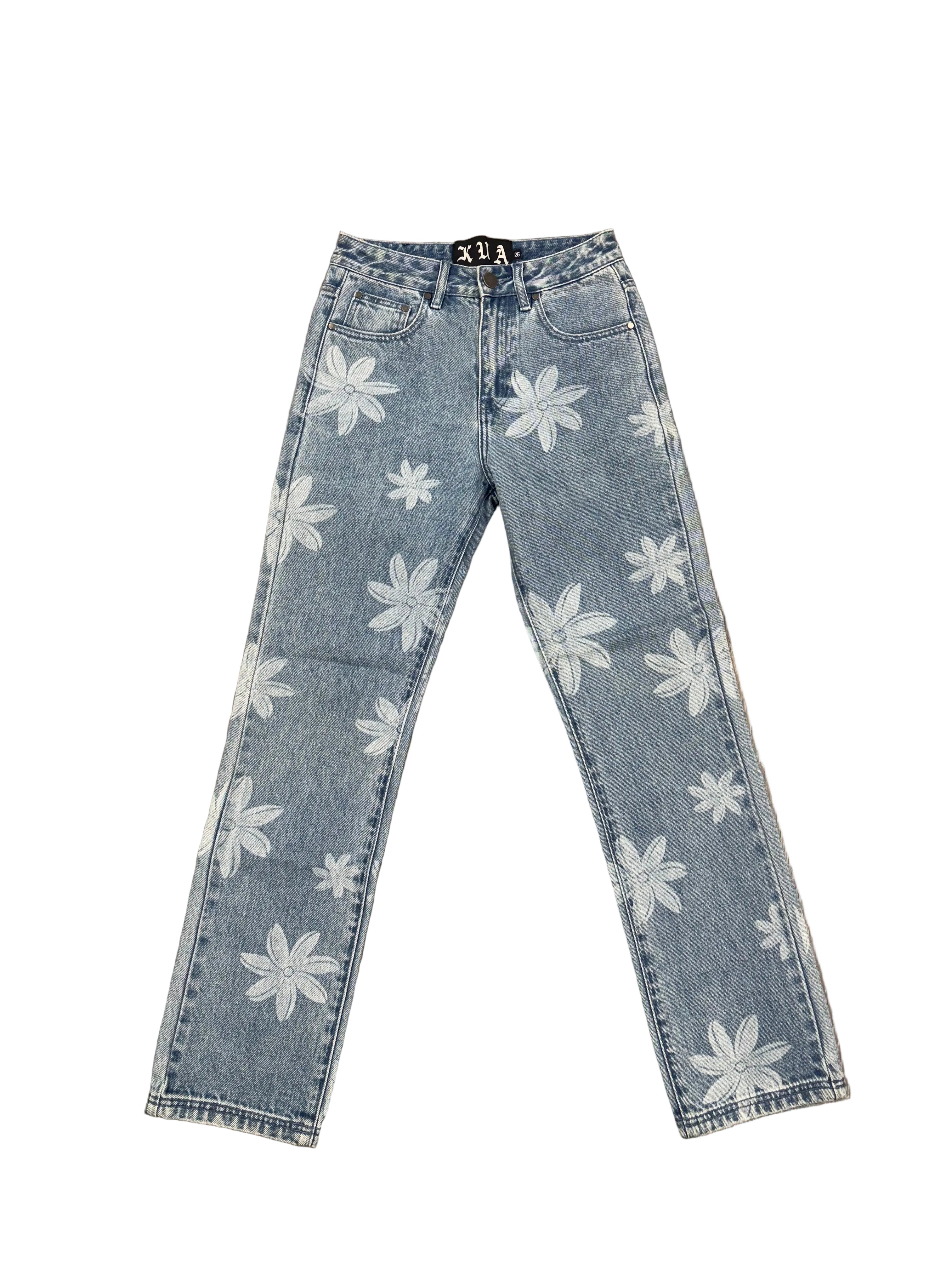 Front of Tiare flower jeans 