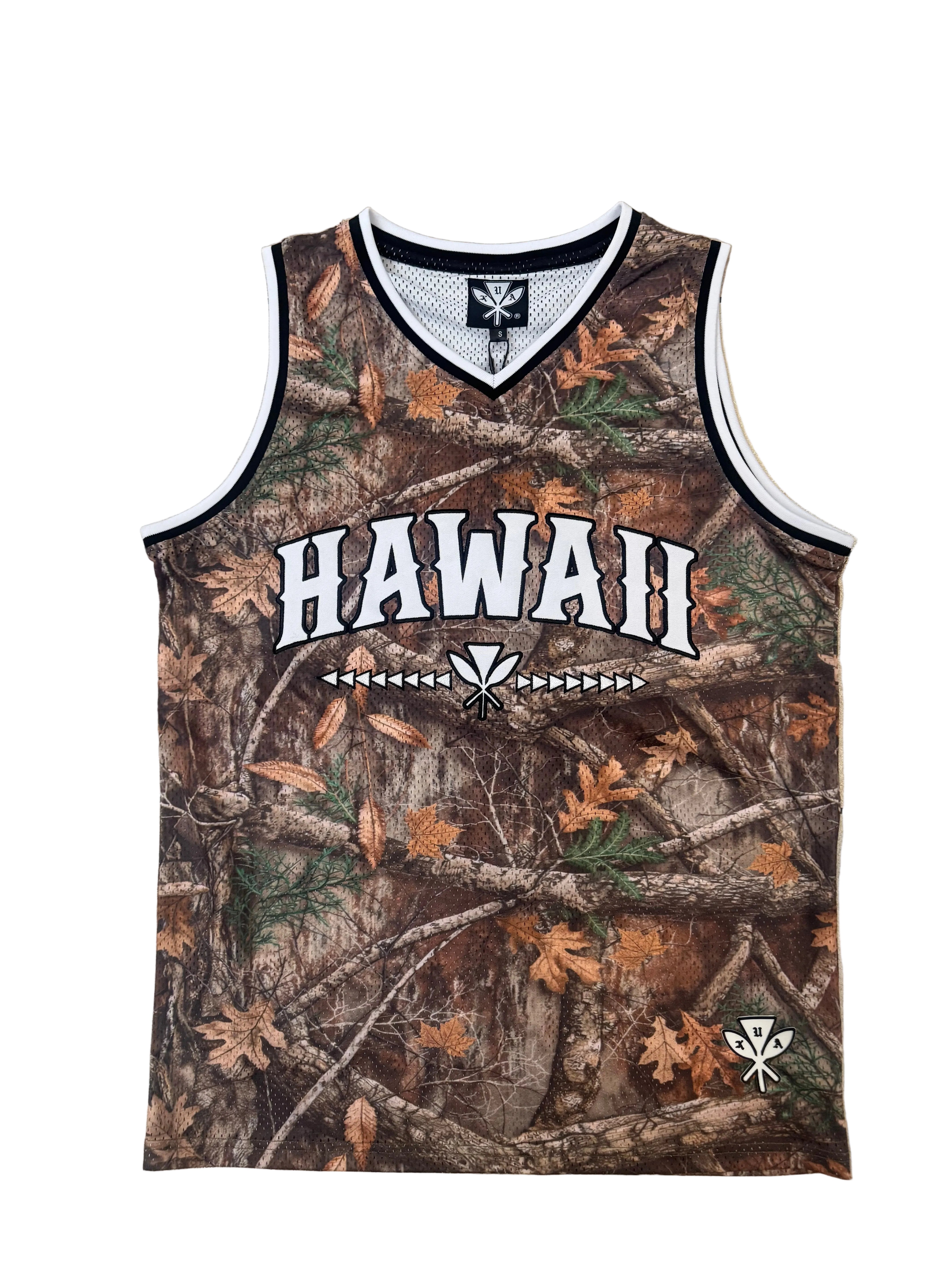 Woodland Camo Hawaii Basketball Jersey, Hawaiian, embroidered, stitched, high quality 